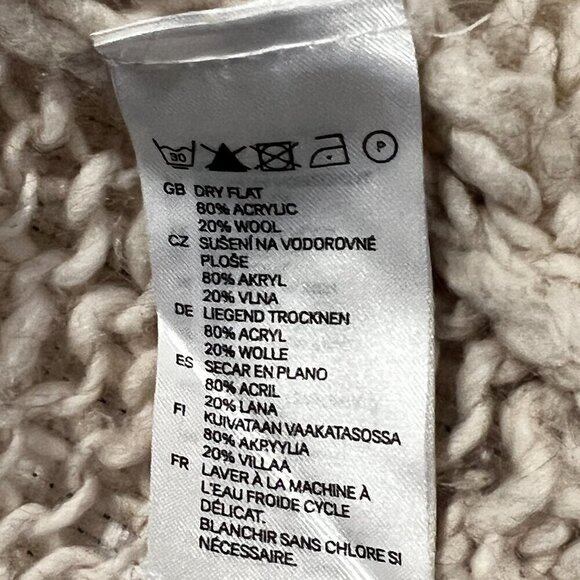 H&M Loose Knit Slouchy Oversized Wide‎ Neck Pullover Sweater XL Wool Blend - Picture 6 of 8